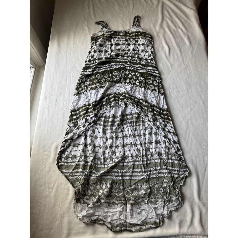 Merona Dark Green and White High Low Sundress. Women's Size S Tie Dye Beach